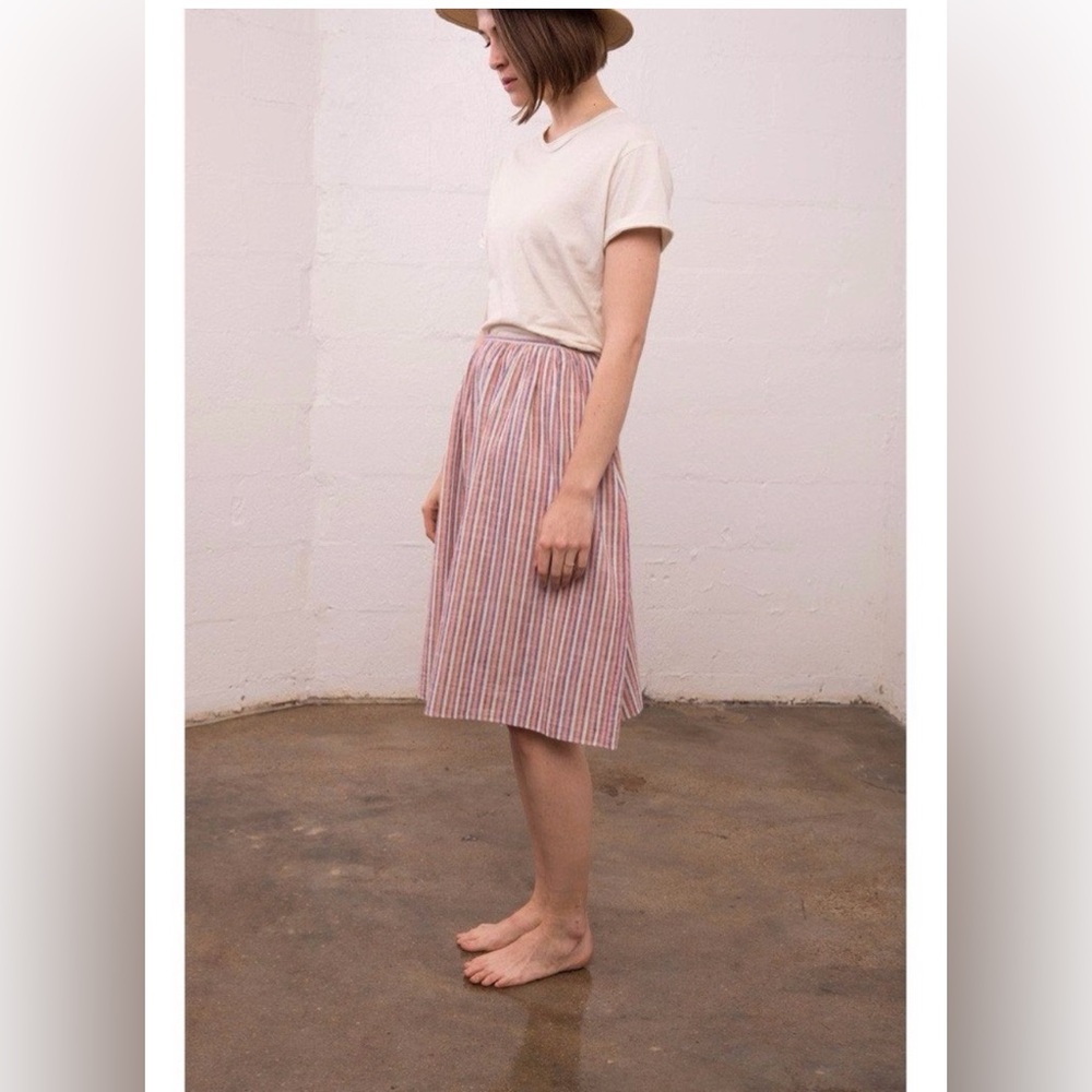 Caron Callahan Piper Stripe Midi Skirt S EUC Yarn Dyed